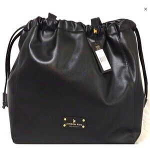 Beautiful London Fog - Irina Drawstring Satchel/Purse - Black - NWT